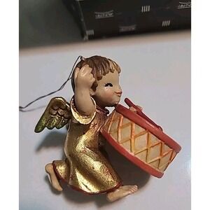 SIGNED Anri Juan Ferrandiz Heavenly Drummer Gold Angel Ornament 185/1000 w‎ box